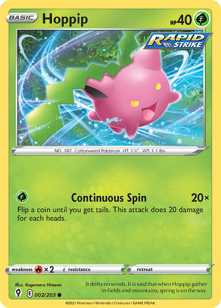 (002/203) Pokemon TCG Evolving Skies Single: Hoppip Common