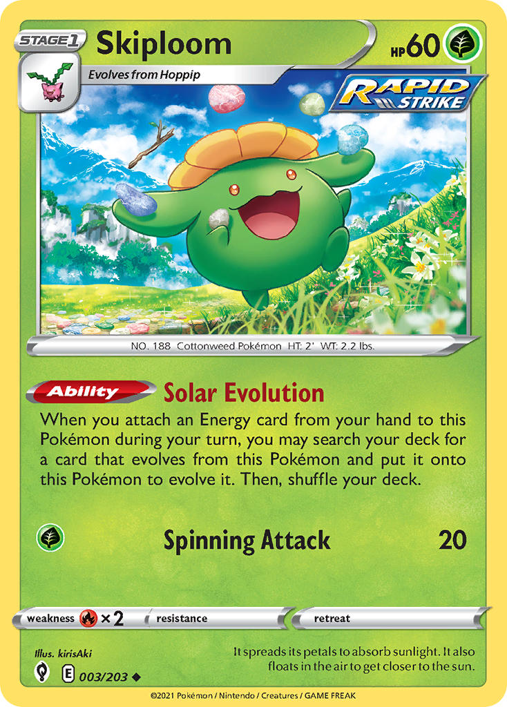 (003/203) Pokemon TCG Evolving Skies Single: Skiploom Uncommon