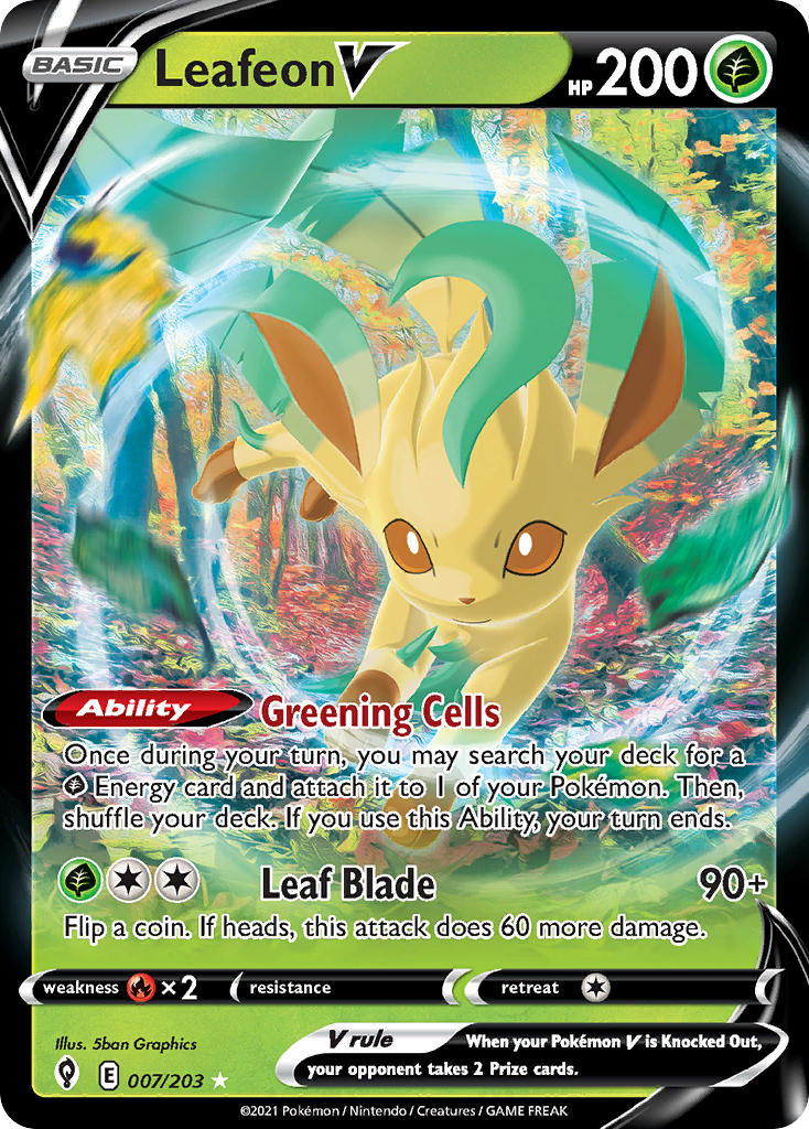(007/203) Pokemon TCG Evolving Skies Single: Leafeon V Ultra Rare