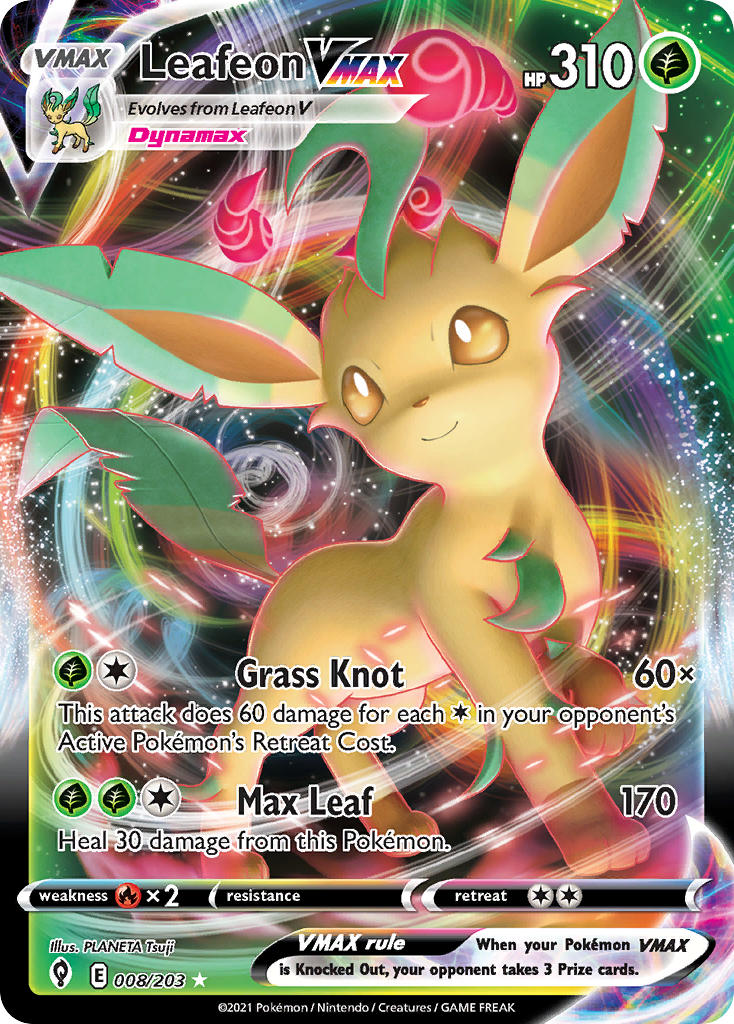 (008/203) Pokemon TCG Evolving Skies Single: Leafeon VMAX Ultra Rare