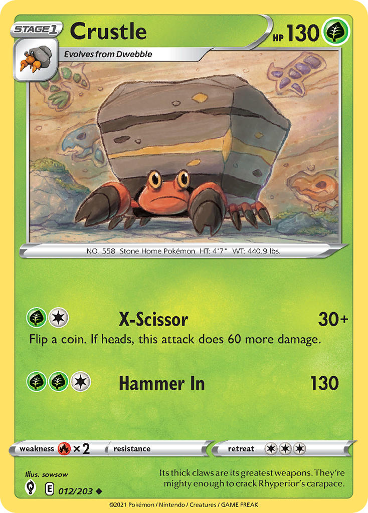 (012/203) Pokemon TCG Evolving Skies Single: Crustle Uncommon