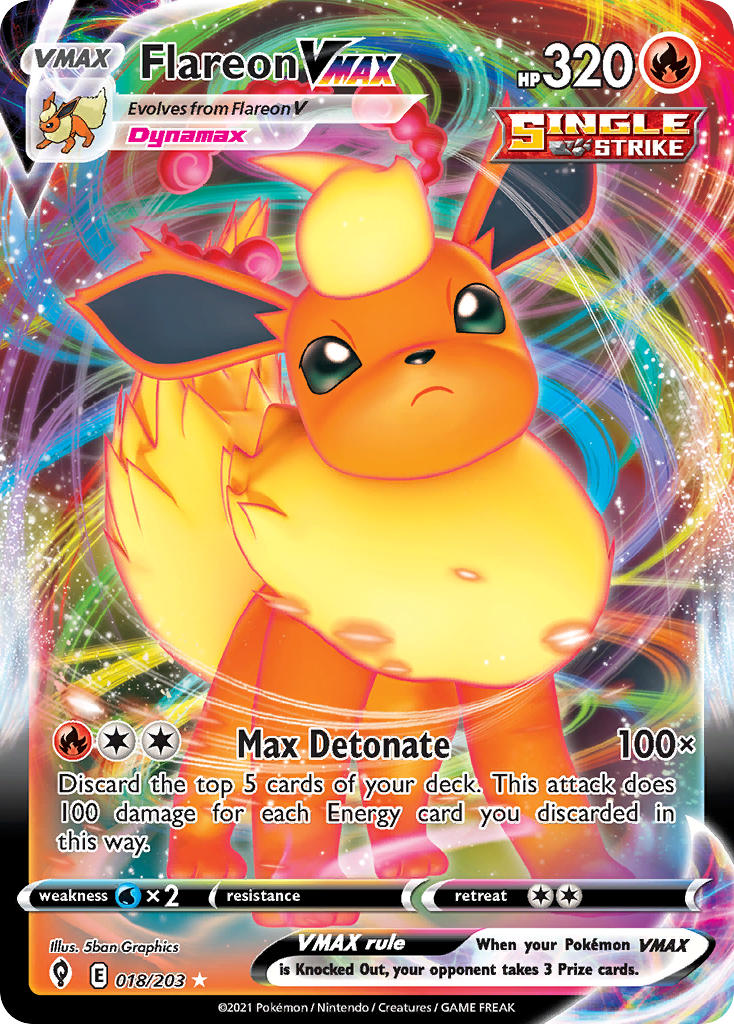 (018/203) Pokemon TCG Evolving Skies Single: Flareon VMAX Ultra Rare