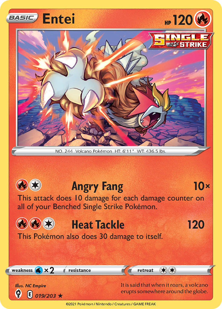 (019/203) Pokemon TCG Evolving Skies Single: Entei Holo Rare