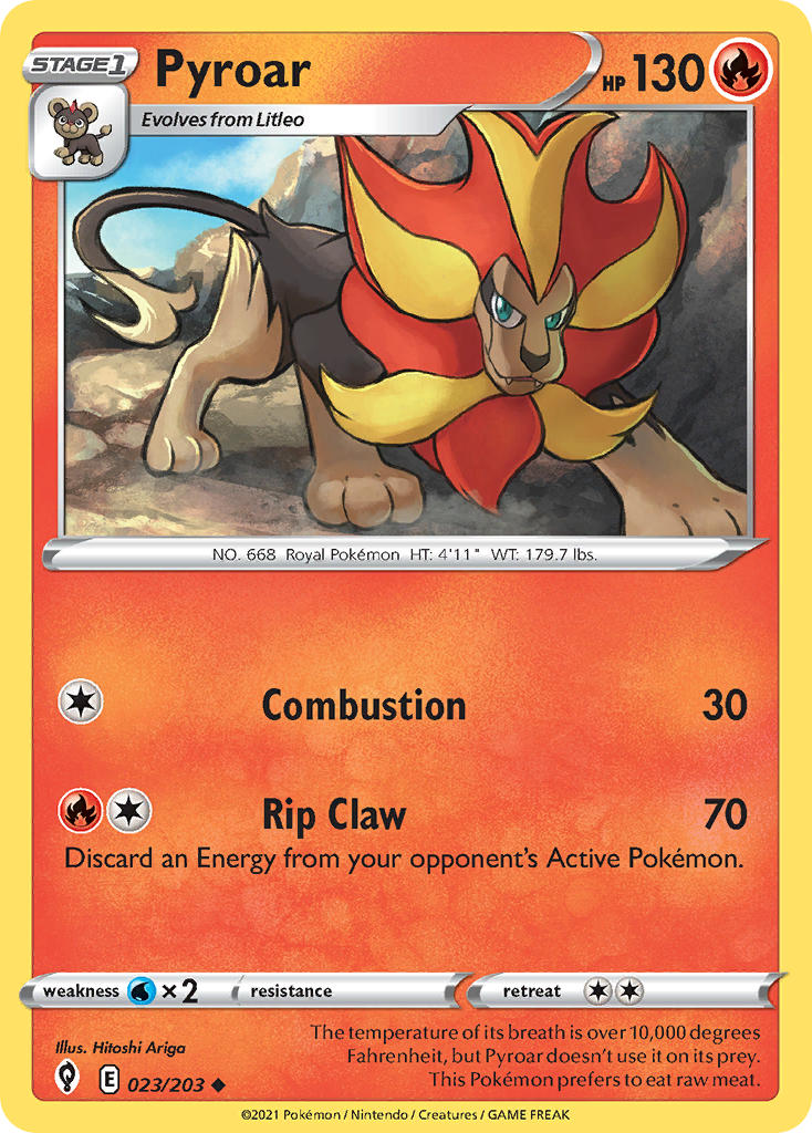 (023/203) Pokemon TCG Evolving Skies Single: Pyroar Uncommon