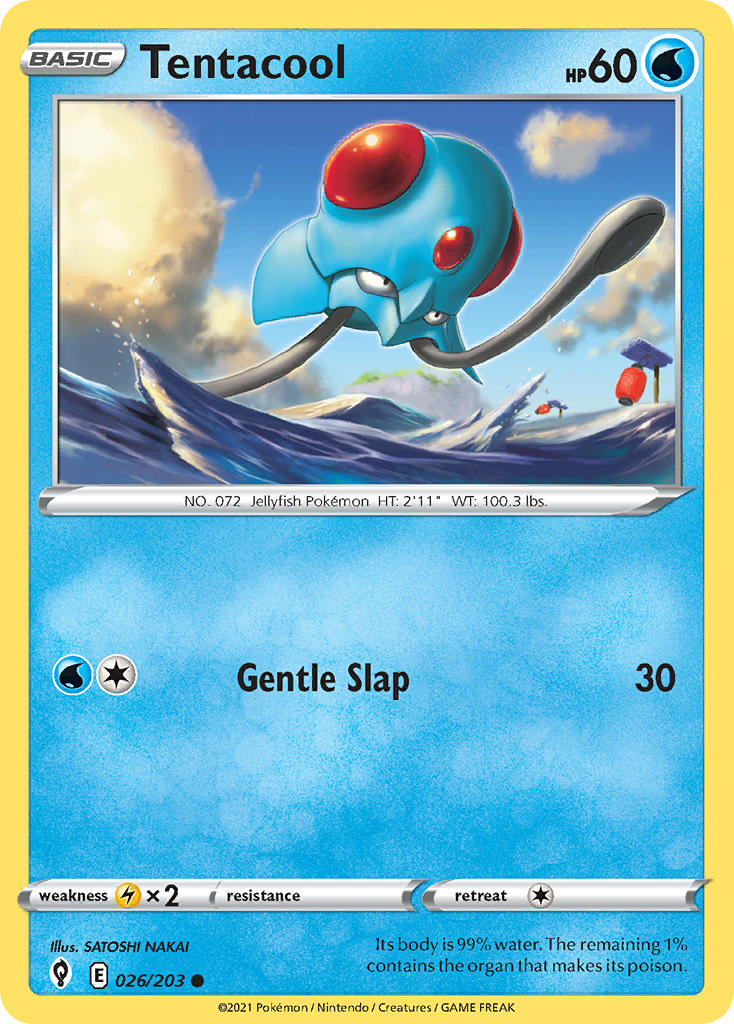 (026/203) Pokemon TCG Evolving Skies Single: Tentacool Common