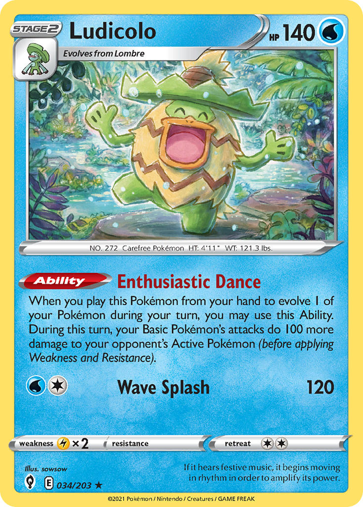 (034/203) Pokemon TCG Evolving Skies Single: Ludicolo Holo Rare