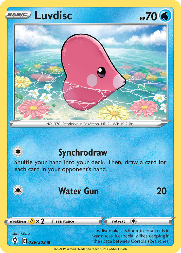 (039/203) Pokemon TCG Evolving Skies Single: Luvdisc Common