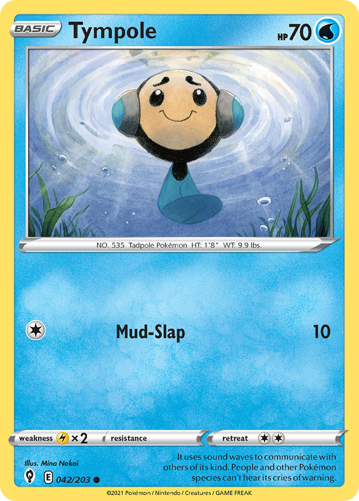 (042/203) Pokemon TCG Evolving Skies Single: Tympole Reverse Holo Common