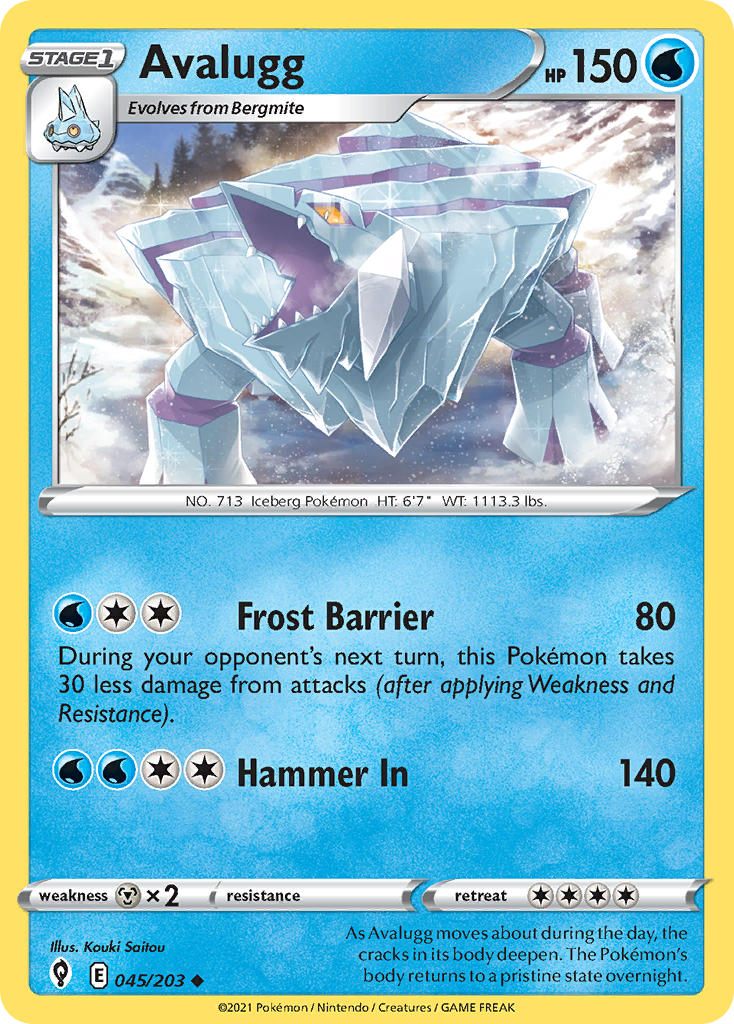 (045/203) Pokemon TCG Evolving Skies Single: Avalugg Uncommon
