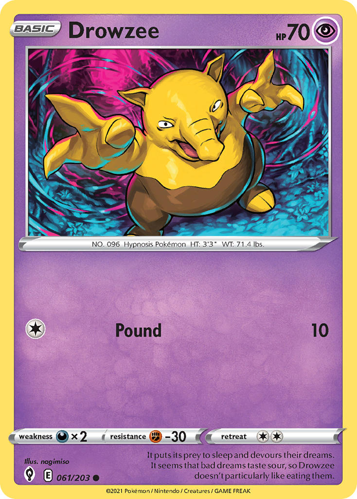 (061/203) Pokemon TCG Evolving Skies Single: Drowzee Common