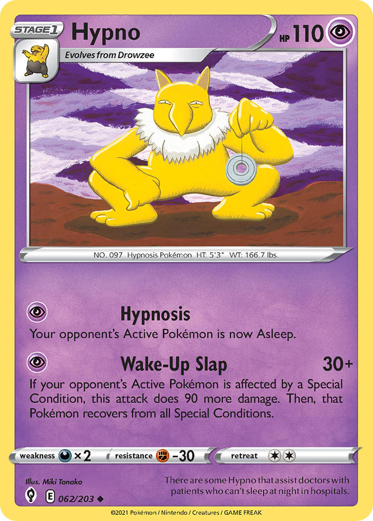 (062/203) Pokemon TCG Evolving Skies Single: Hypno Reverse Holo Uncommon