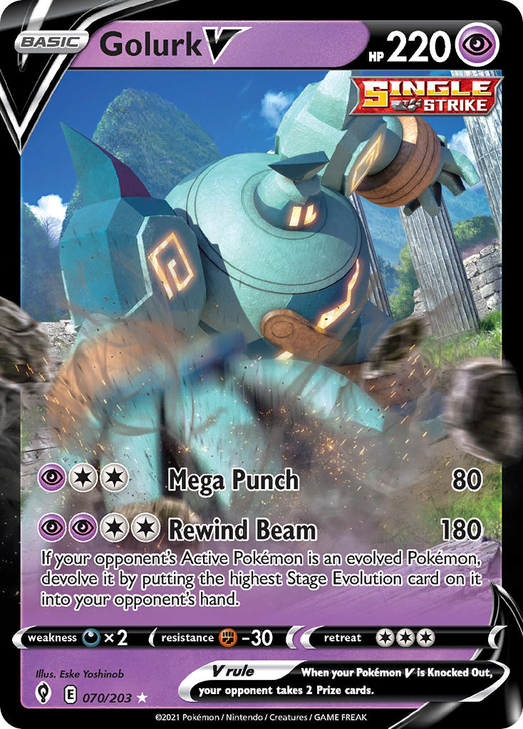 (070/203) Pokemon TCG Evolving Skies Single: Golurk V Ultra Rare