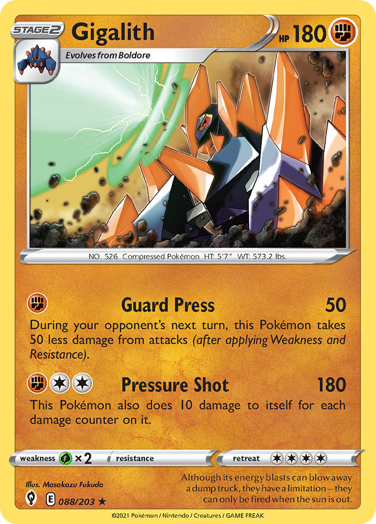 (088/203) Pokemon TCG Evolving Skies Single: Gigalith Rare