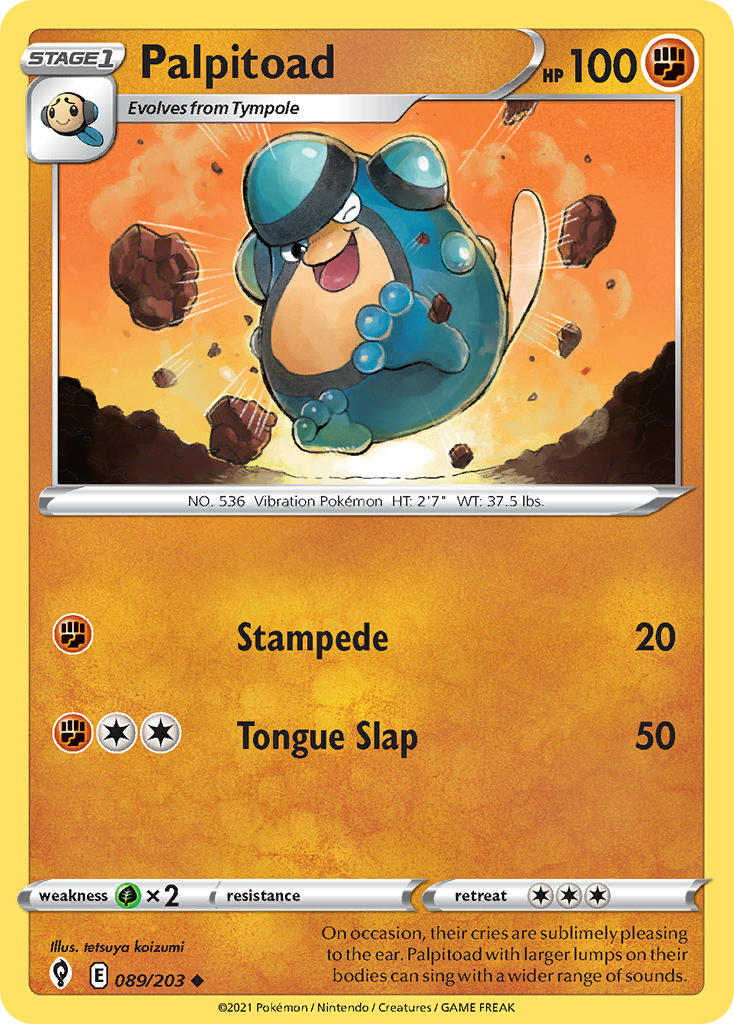 (089/203) Pokemon TCG Evolving Skies Single: Palpitoad Uncommon