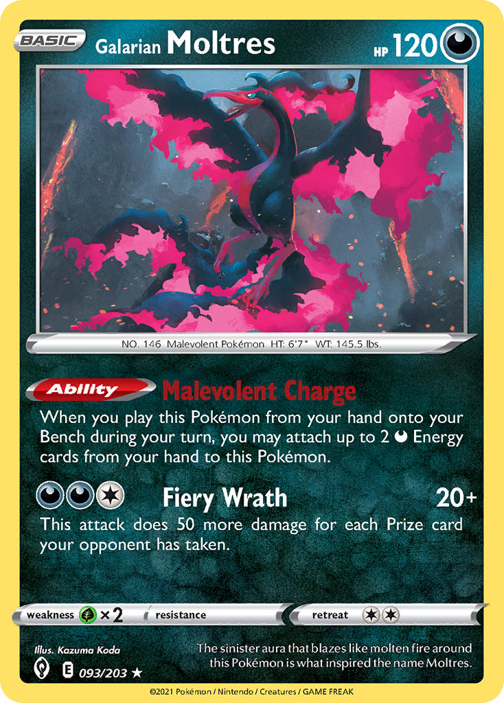 (093/203) Pokemon TCG Evolving Skies Single: Galarian Moltres Reverse Holo Holo Rare