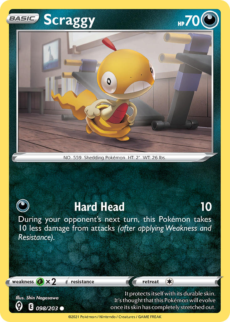 (098/203) Pokemon TCG Evolving Skies Single: Scraggy Reverse Holo Common