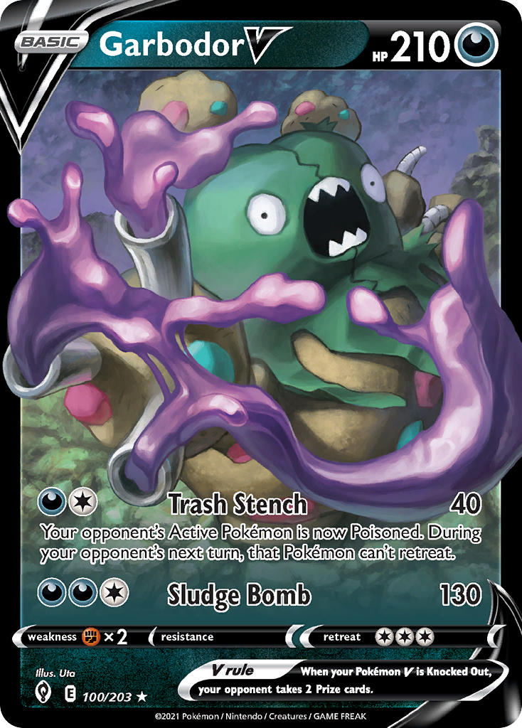 (100/203) Pokemon TCG Evolving Skies Single: Garbodor V Ultra Rare
