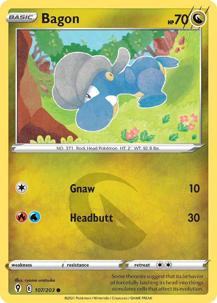 (107/203) Pokemon TCG Evolving Skies Single: Bagon Common
