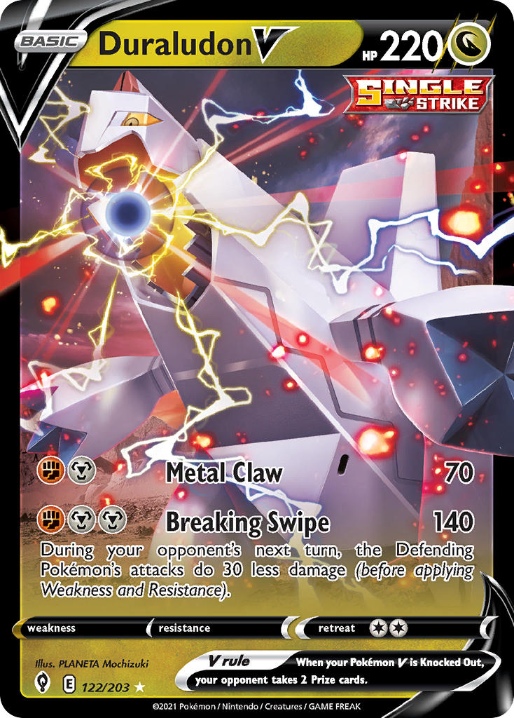 (122/203) Pokemon TCG Evolving Skies Single: Duraludon V Ultra Rare