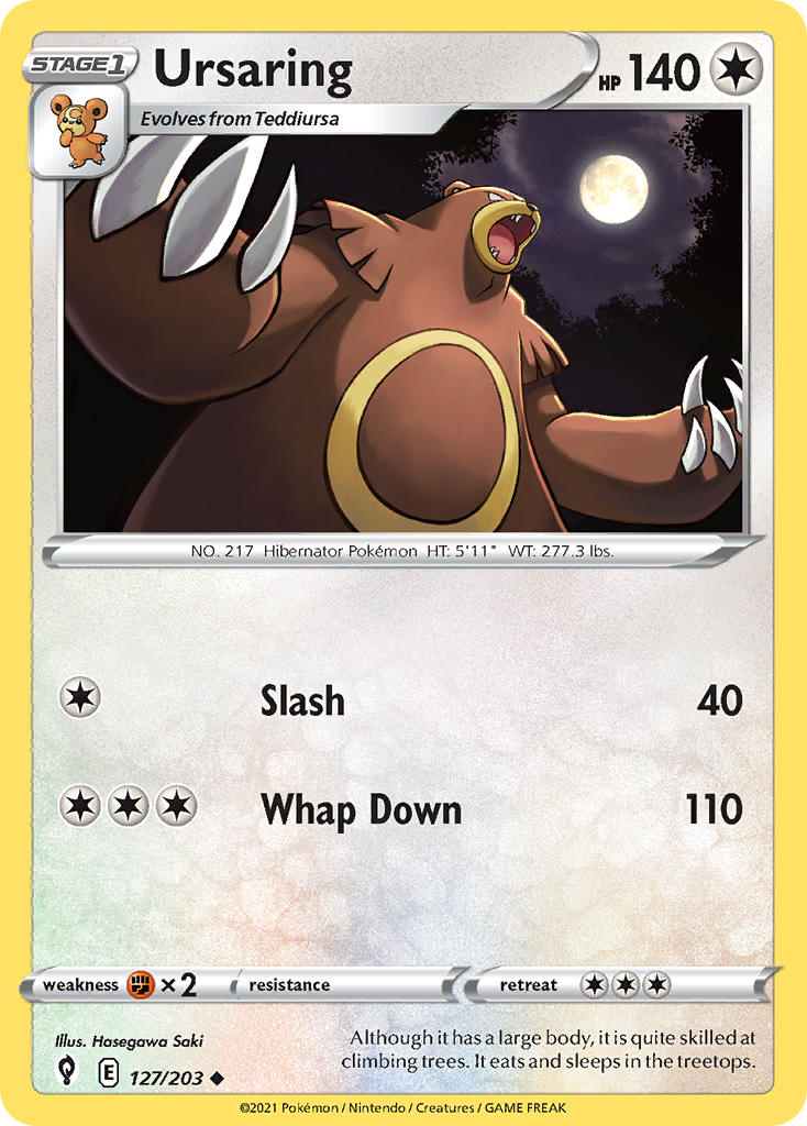 (127/203) Pokemon TCG Evolving Skies Single: Ursaring Uncommon