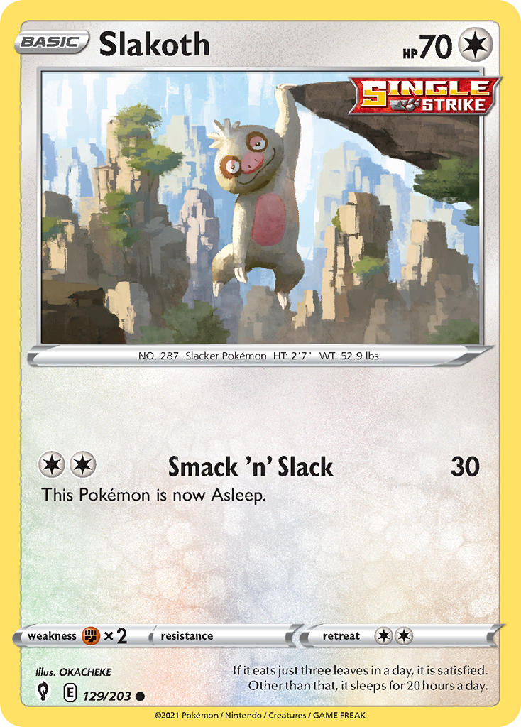 (129/203) Pokemon TCG Evolving Skies Single: Slakoth Common