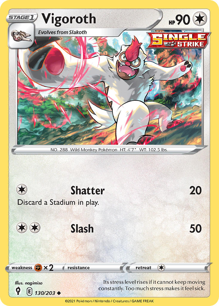(130/203) Pokemon TCG Evolving Skies Single: Vigoroth Uncommon