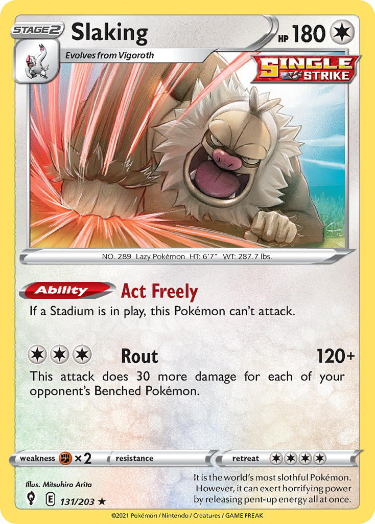 (131/203) Pokemon TCG Evolving Skies Single: Slaking Reverse Holo Holo Rare