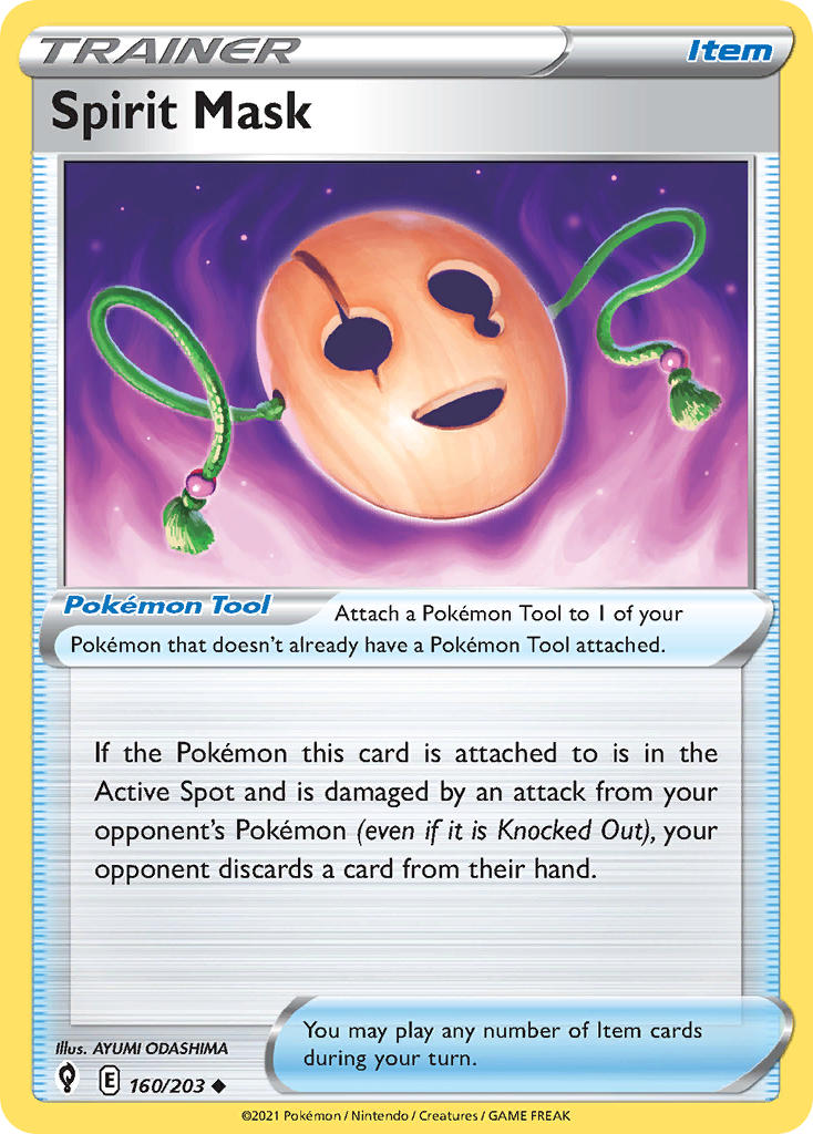 (160/203) Pokemon TCG Evolving Skies Single: Spirit Mask Reverse Holo Uncommon