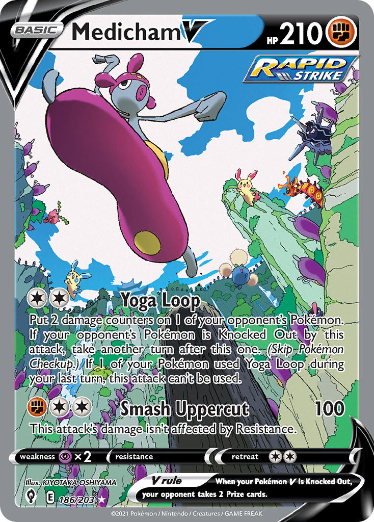 (186/203) Pokemon TCG Evolving Skies Single: Medicham V Ultra Rare