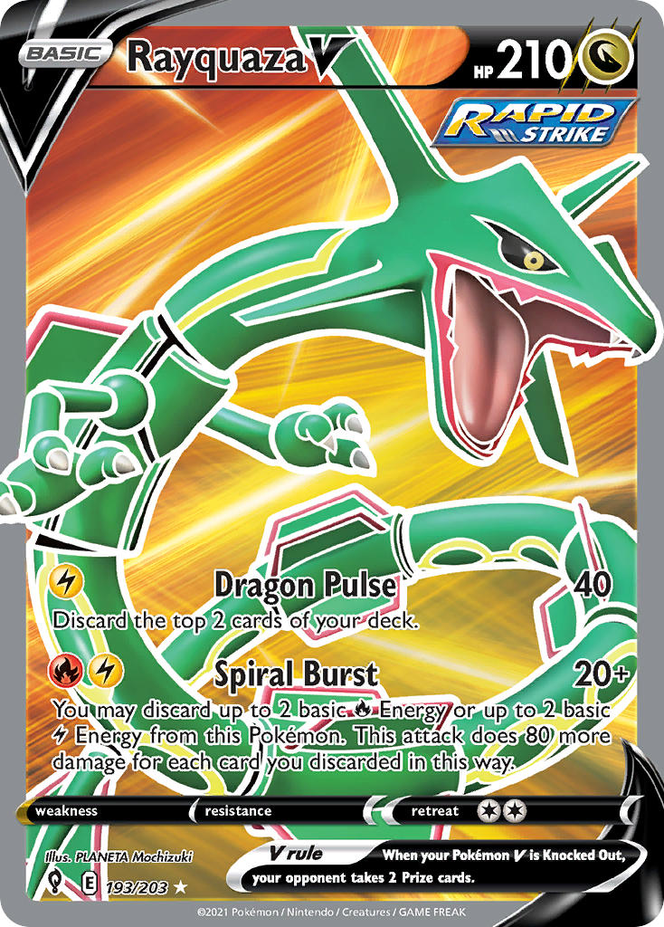 (193/203) Pokemon TCG Evolving Skies Single: Rayquaza V Ultra Rare