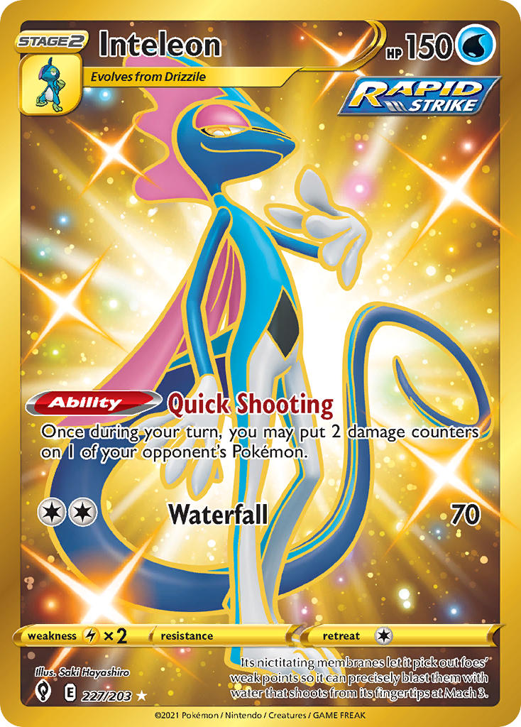 (227/203) Pokemon TCG Evolving Skies Single: Inteleon Secret Rare