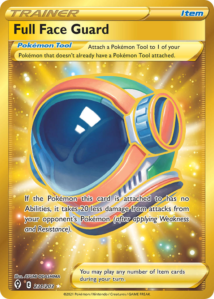 (231/203) Pokemon TCG Evolving Skies Single: Full Face Guard Secret Rare