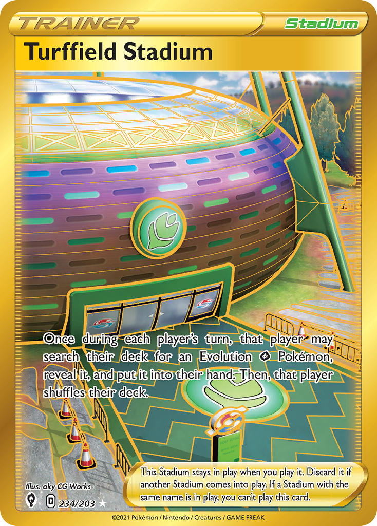 (234/203) Pokemon TCG Evolving Skies Single: Turffield Stadium Secret Rare