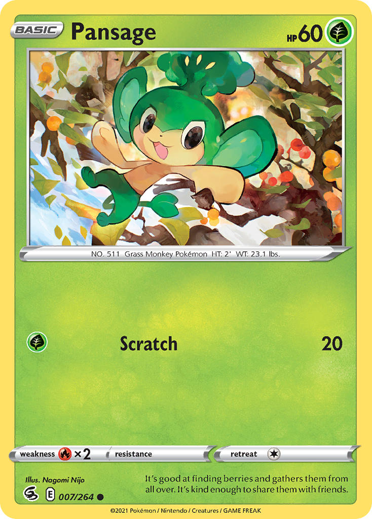 (007/264) Pokemon TCG Fusion Strike Single: Pansage Common