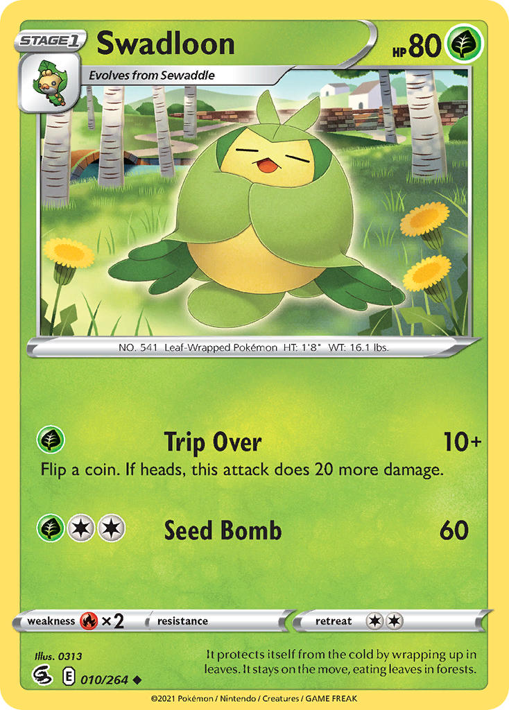 (010/264) Pokemon TCG Fusion Strike Single: Swadloon Uncommon