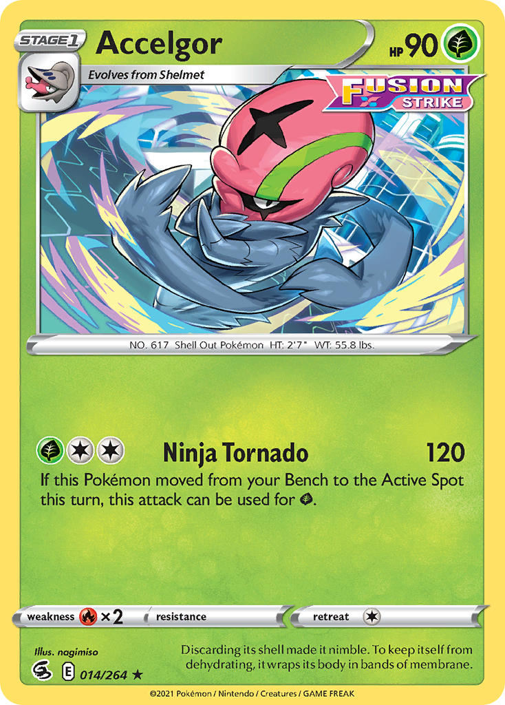 (014/264) Pokemon TCG Fusion Strike Single: Accelgor Reverse Holo Rare