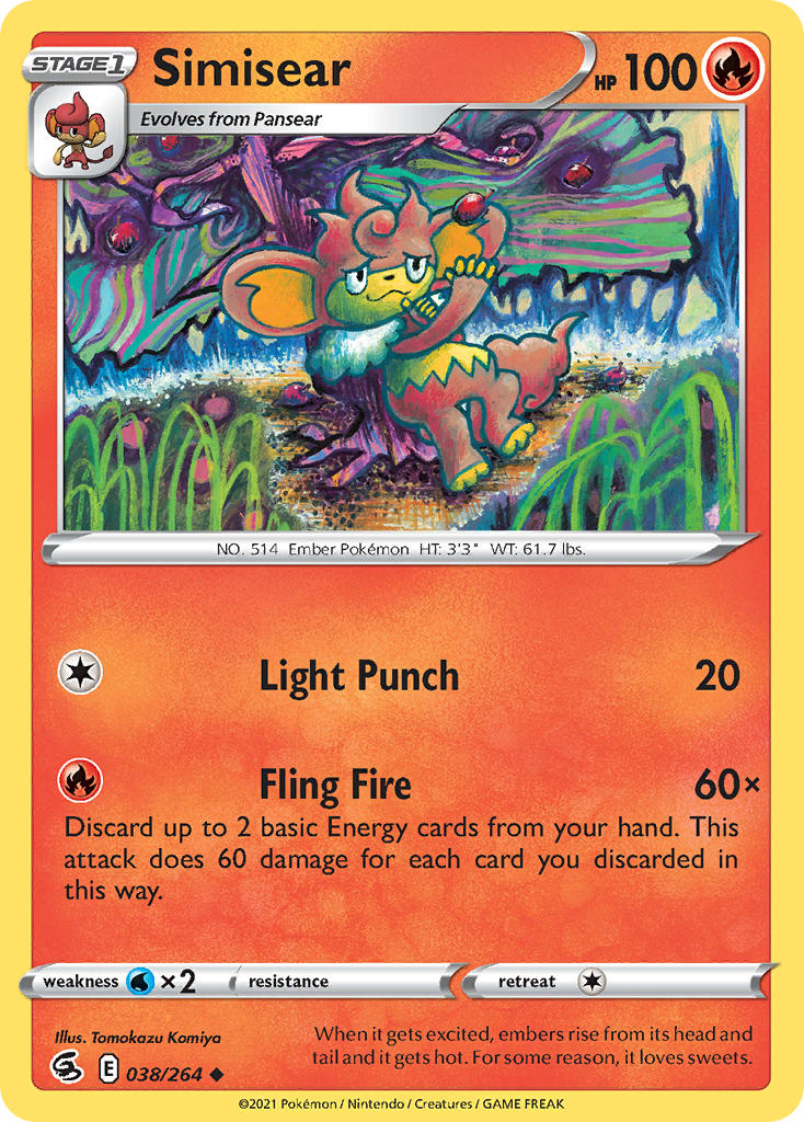 (038/264) Pokemon TCG Fusion Strike Single: Simisear Uncommon
