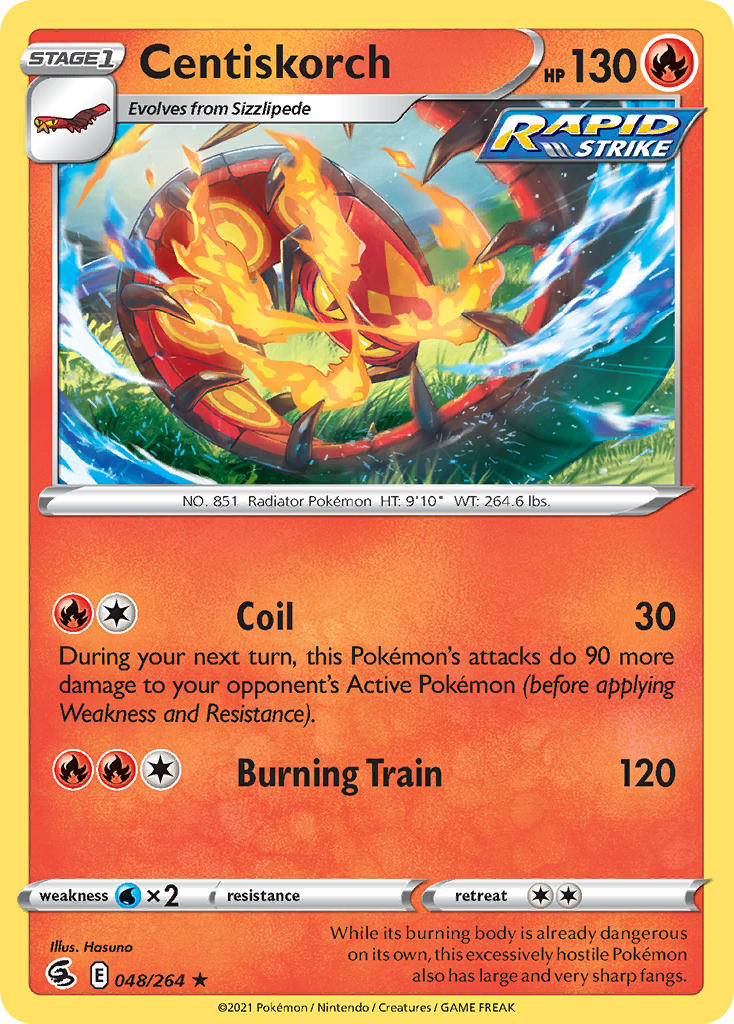 (048/264) Pokemon TCG Fusion Strike Single: Centiskorch Reverse Holo Rare