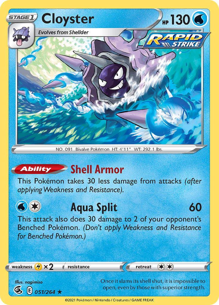 (051/264) Pokemon TCG Fusion Strike Single: Cloyster Reverse Holo Rare