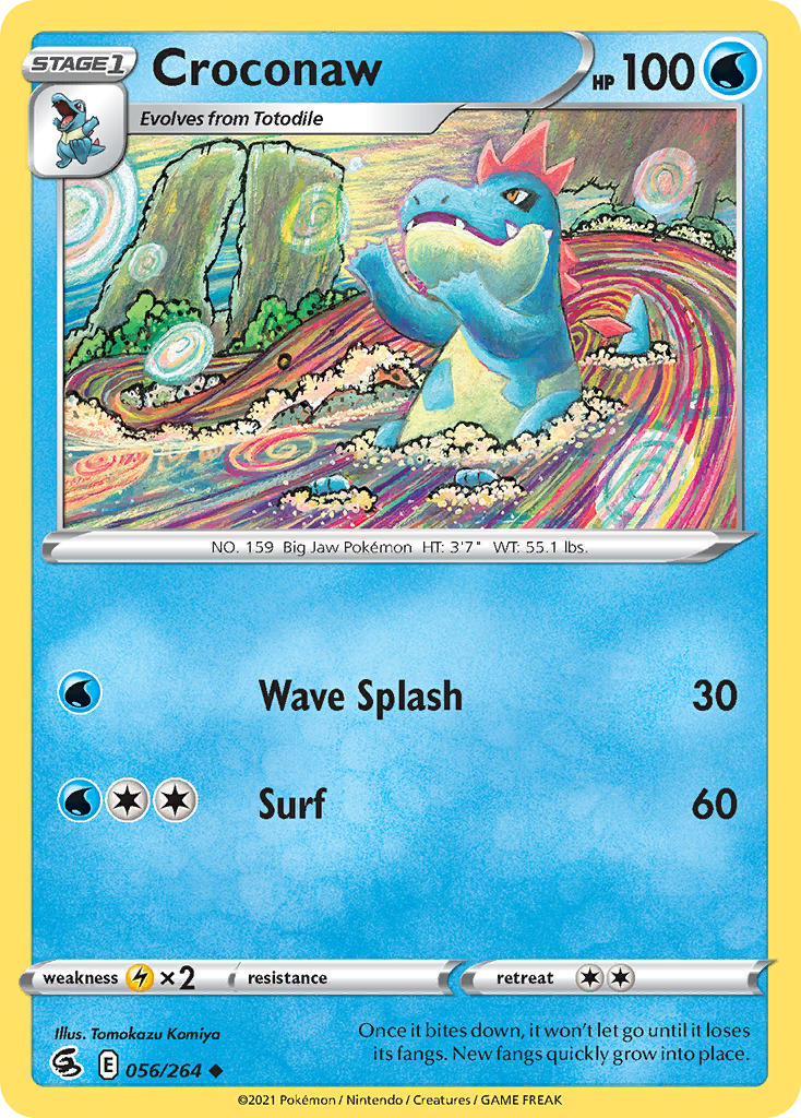 (056/264) Pokemon TCG Fusion Strike Single: Croconaw Reverse Holo Uncommon