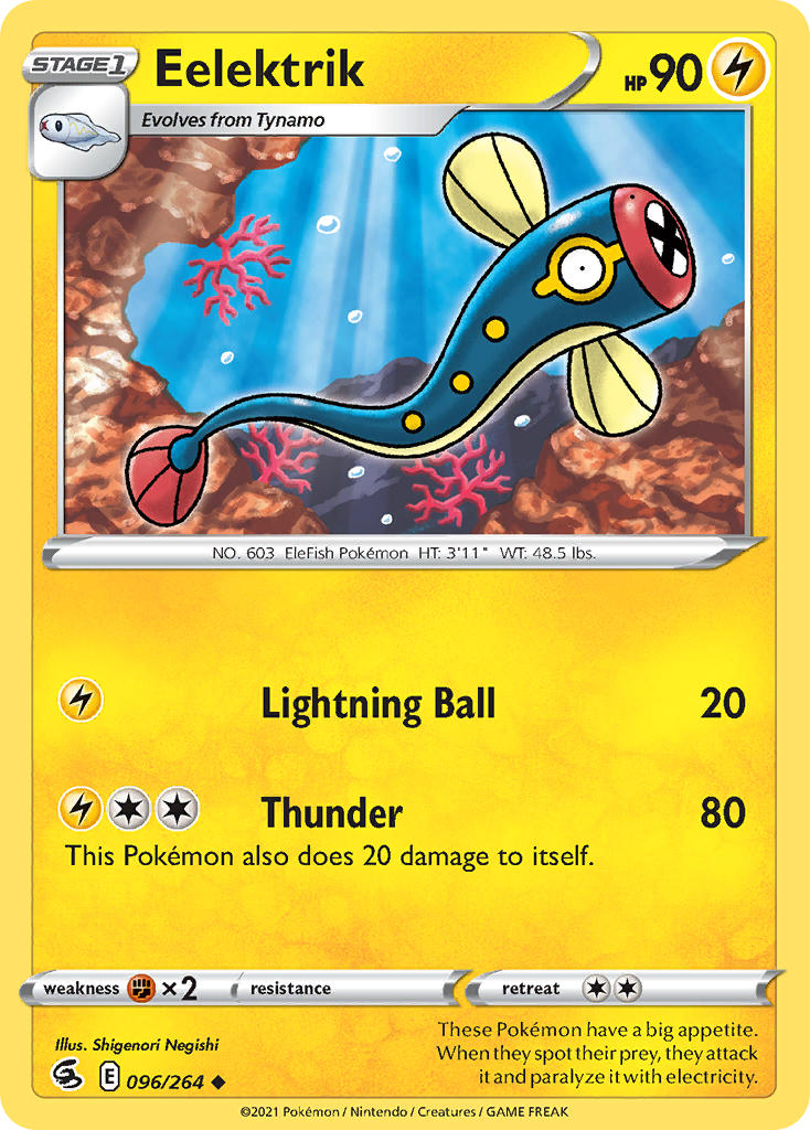 (096/264) Pokemon TCG Fusion Strike Single: Eelektrik Reverse Holo Uncommon