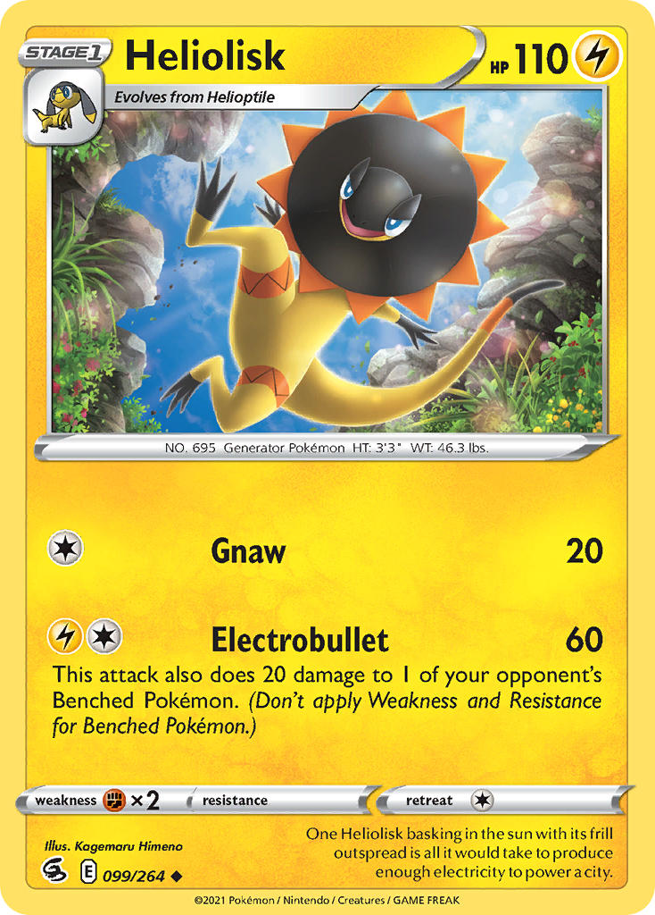 (099/264) Pokemon TCG Fusion Strike Single: Heliolisk Reverse Holo Uncommon