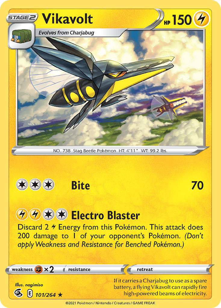 (101/264) Pokemon TCG Fusion Strike Single: Vikavolt Reverse Holo Rare
