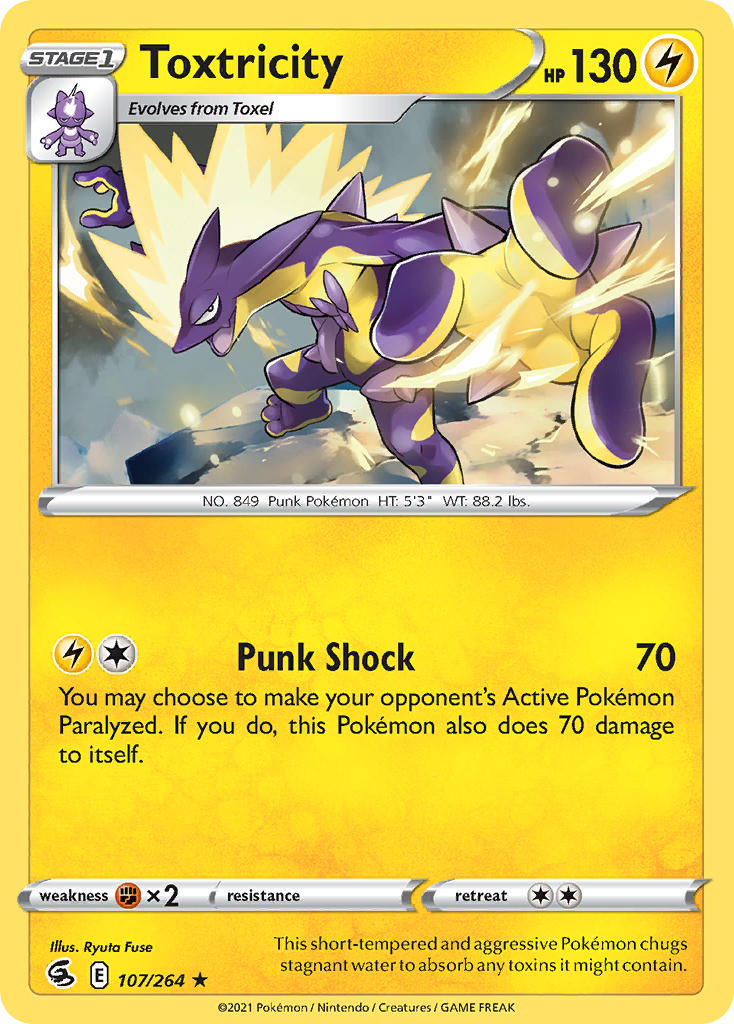 (107/264) Pokemon TCG Fusion Strike Single: Toxtricity Reverse Holo Holo Rare