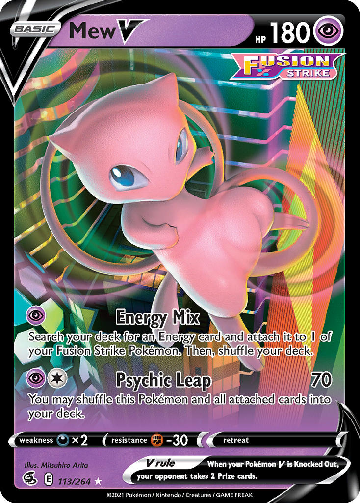 (113/264) Pokemon TCG Fusion Strike Single: Mew V Ultra Rare