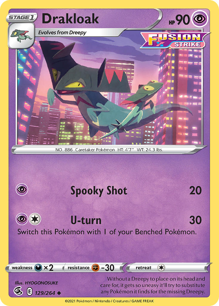 (129/264) Pokemon TCG Fusion Strike Single: Drakloak Uncommon