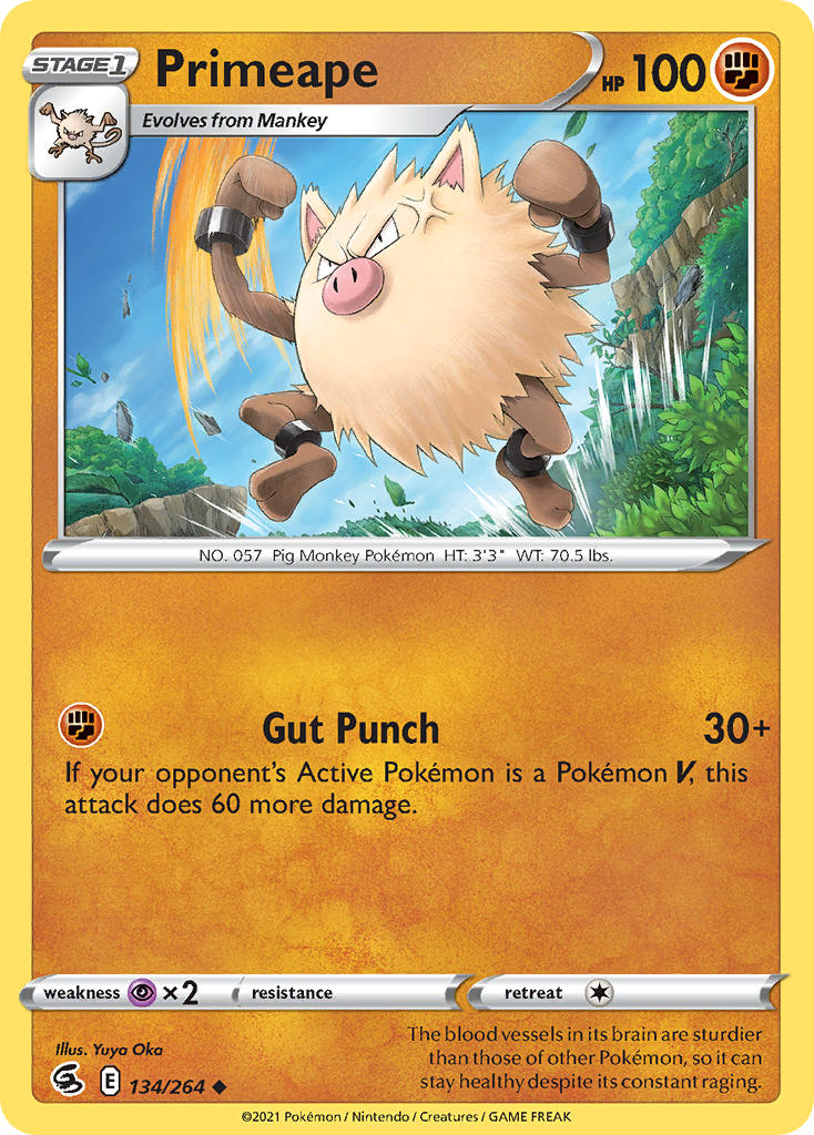 (134/264) Pokemon TCG Fusion Strike Single: Primeape Uncommon