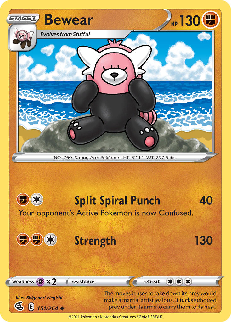 (151/264) Pokemon TCG Fusion Strike Single: Bewear Uncommon