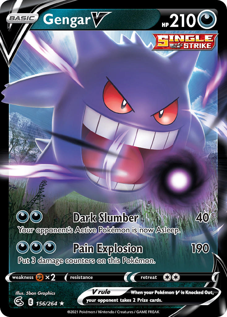 (156/264) Pokemon TCG Fusion Strike Single: Gengar V Ultra Rare