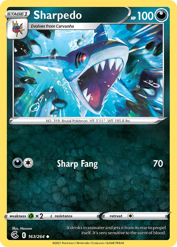 (163/264) Pokemon TCG Fusion Strike Single: Sharpedo Reverse Holo Uncommon